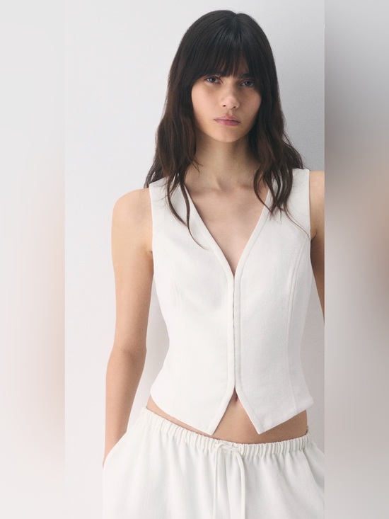 Wilfred Tops - NWT! Attire Vest - Crepette Light Birch Sz:10